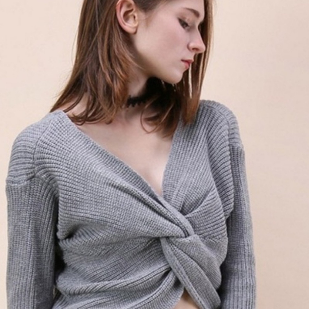 🔥HOT!🔥WOVEN KNOT SWEATER - GRAY - Picture 2 of 8